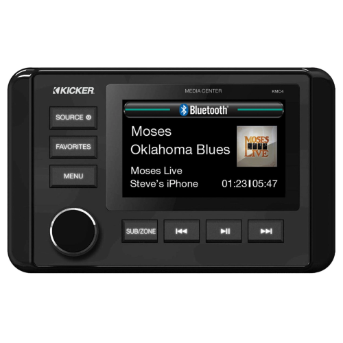 Kicker 46KMC4 KMC4 Weather-Resistant Gauge-Style Media Center w/Bluetooth; RoHS Compliant