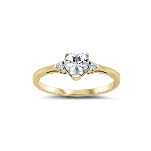 AG STERLING JEWELRY  Cubic Zirconia & Goldtone Heart Ring In Multicolor