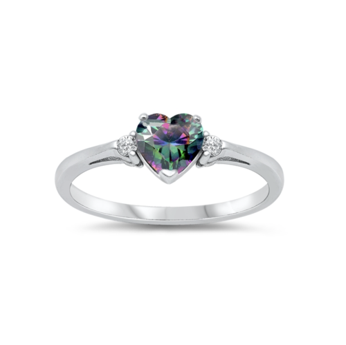 AG STERLING JEWELRY  Cubic Zirconia & Sterling Heart Ring In Silver