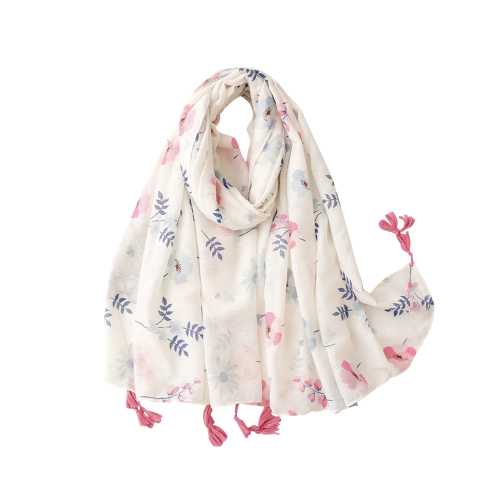 Foulard à feuilles bleues rose pâle – ne vous demandez pas