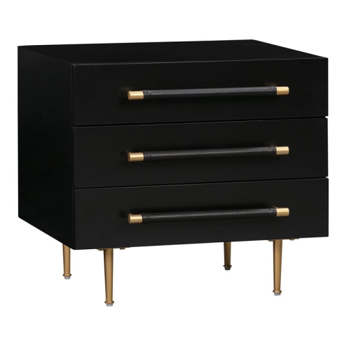 Trident Black Acacia Wood Nightstand