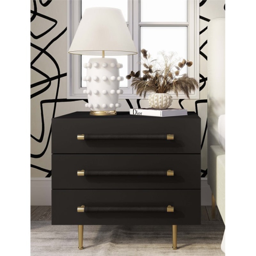 Trident Black Acacia Wood Nightstand