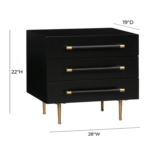 Trident Black Acacia Wood Nightstand