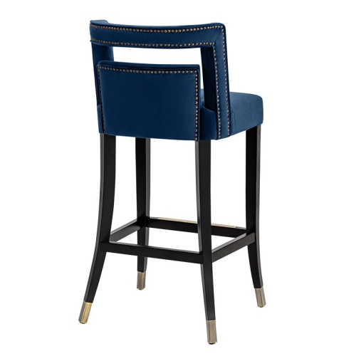 TOV Furniture Hart 30.3" Transitional Velvet Upholstered Bar Stool in Navy