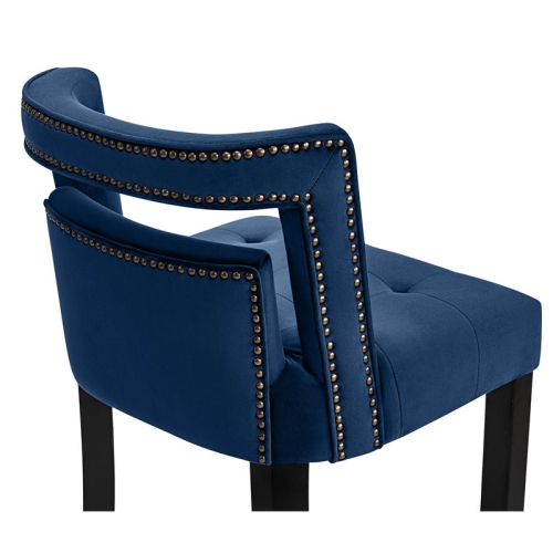 TOV Furniture Hart 30.3" Transitional Velvet Upholstered Bar Stool in Navy