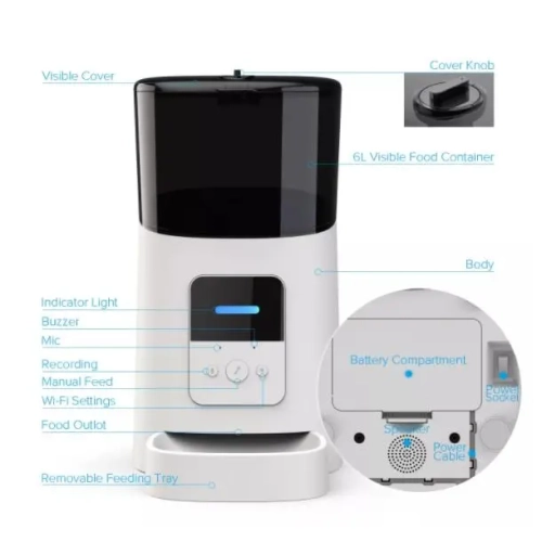 A|M Pets Automatic Cat Feeder, Wi-Fi Enabled Smart Pet Feeder for Cats and Dogs