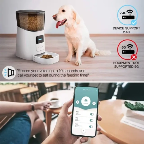 A|M Pets Automatic Cat Feeder, Wi-Fi Enabled Smart Pet Feeder for Cats and Dogs