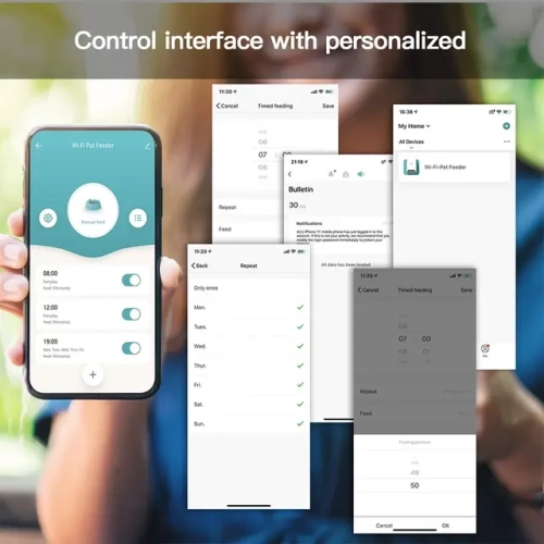 A|M Pets Automatic Cat Feeder, Wi-Fi Enabled Smart Pet Feeder for Cats and Dogs