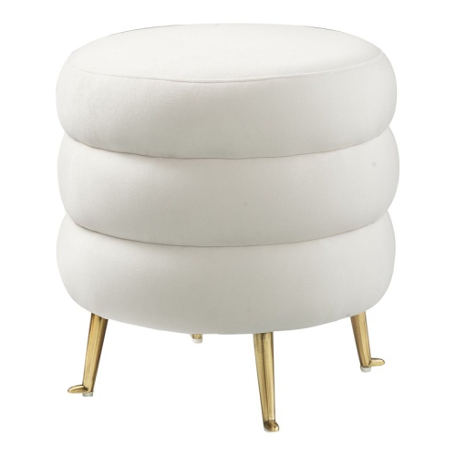 TOV FURNITURE  Ladder 18.5"h Contemporary Velvet Ottoman In Cream/gold