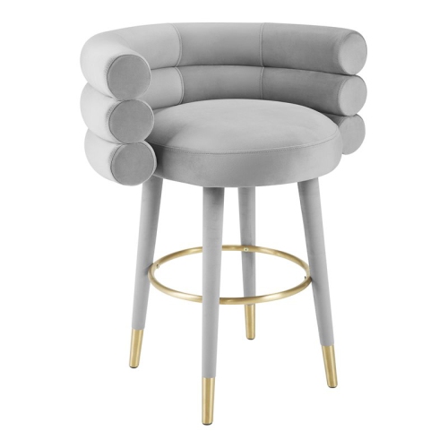 TOV FURNITURE  Betty 26.4"h Velvet Counter Stool In Gray/gold