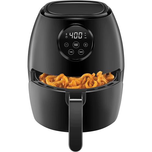 Turbofry 3.6 Quart Air Fryer Oven W/ Digital Touch Screen, Dishwasher Safe Flat Basket, W/ 60 Minute Timer & Auto Shutoff, Bpa-Free, Matte Black,