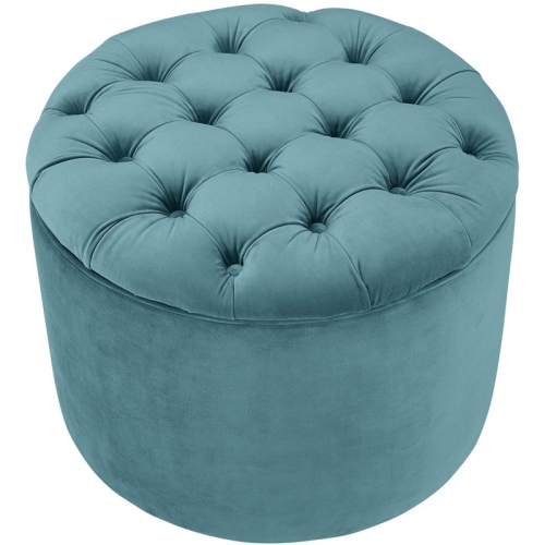 TOV Furniture Queen 16"H Transitional Velvet Storage Ottoman in Blue