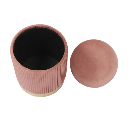 TOV Furniture Zoe 14.2"H Transitional Velvet Storage Ottoman in Pink