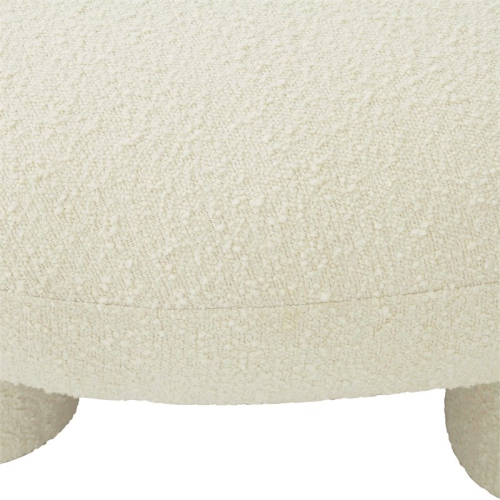 TOV Furniture Discus 16.9"H Transitional Polyester Fabric Ottoman in Cream