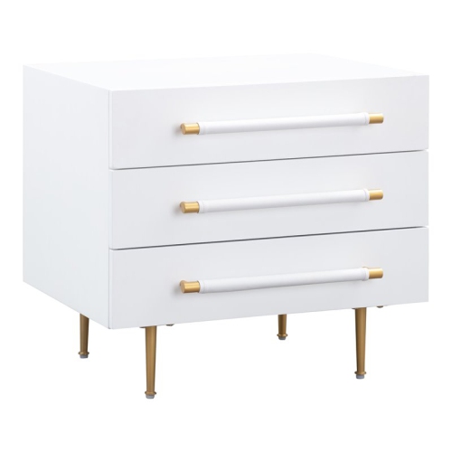 TOV FURNITURE  Trident Acacia Wood Nightstand In White