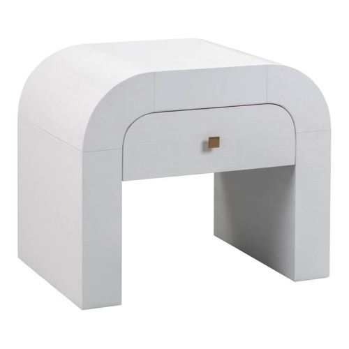TOV FURNITURE  Hump 22.1"h Modern Acacia And Mdf Wood Nightstand In In White
