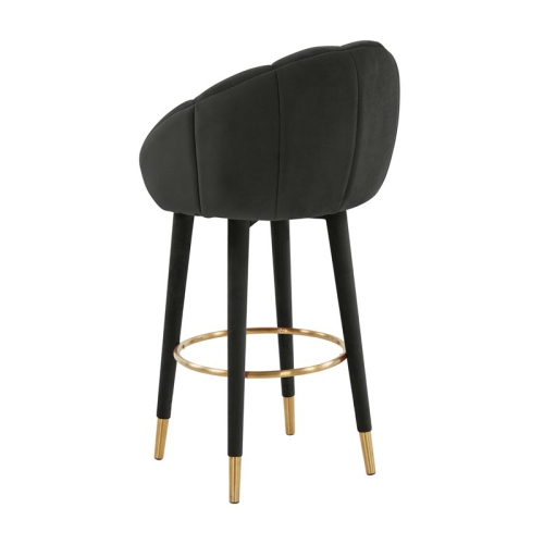 TOV Furniture Myla 30.8" Swivel Modern Velvet and Pine Wood Bar Stool in Black