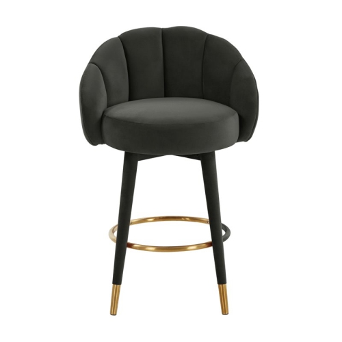 TOV Furniture Myla 26.5" Swivel Modern Velvet Counter Stool in Black
