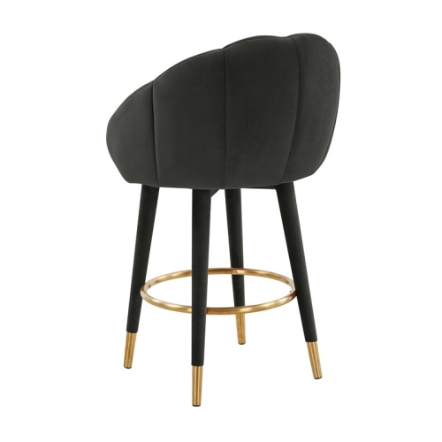 TOV Furniture Myla 26.5" Swivel Modern Velvet Counter Stool in Black
