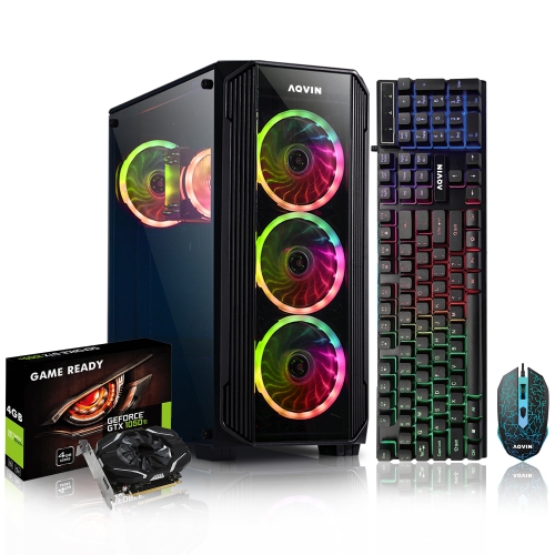 AQVIN  Gaming PC Desktop Tower Computer ↣Intel 10Th Gen I3 Up 4.30 Ghz Processor ↣ 1Tb SSD ↣ 16GB Ddr4 Ram ↣ Nvidia Geforce Gtx 1050 Ti 4GB