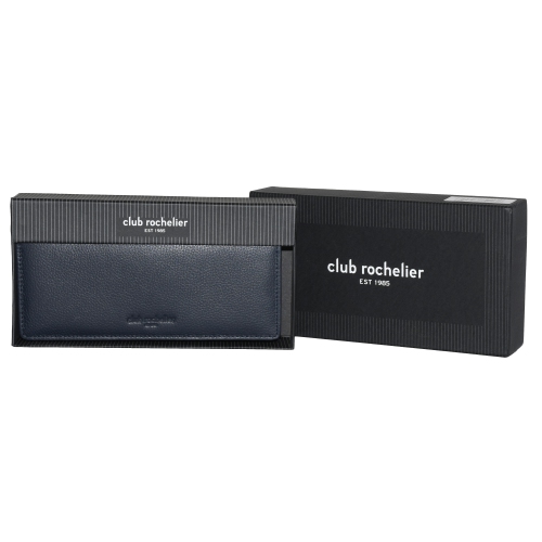 Pochette-portefeuille en cuir pour femmes avec soufflet bleu marine de Club Rochelier