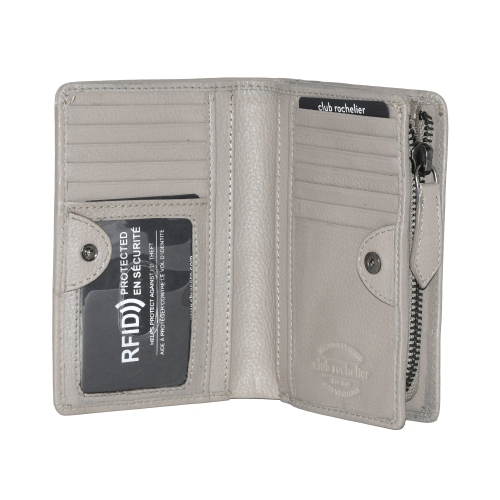 Club Rochelier Ladies Medium Leather Bifold Wallet Taupe