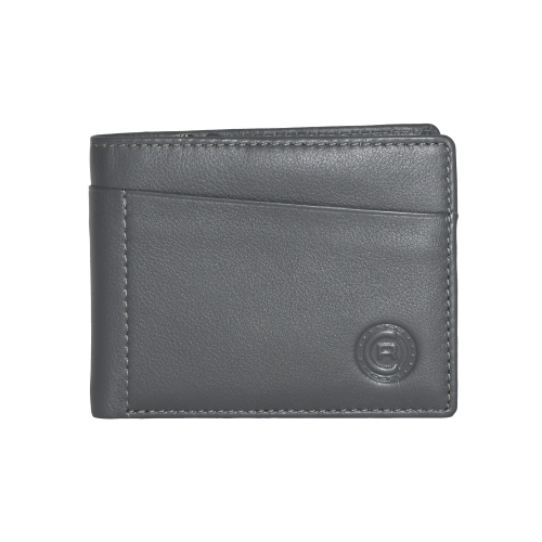 Club Rochelier Men's Slim Wallet with Zippered Pocket Charcoal