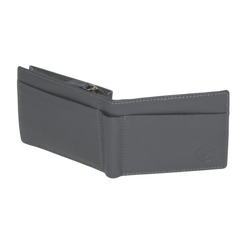 Club Rochelier Men's Slim Wallet with Zippered Pocket Charcoal