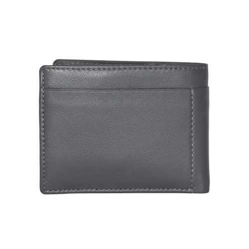 Club Rochelier Men's Slim Wallet with Zippered Pocket Charcoal