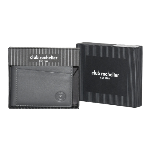 Club Rochelier Men's Slim Wallet with Zippered Pocket Charcoal