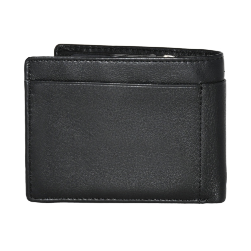 Club Rochelier Men's Slim Wallet with Zippered Pocket Black