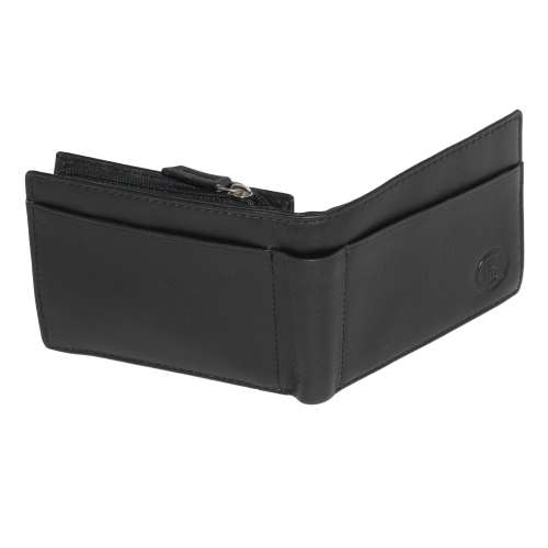 Club Rochelier Men's Slim Wallet with Zippered Pocket Black