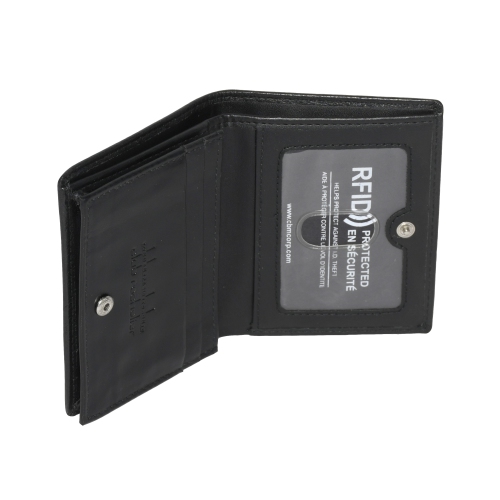 Club Rochelier Men's Snap Cardholder and Billfold Wallet Black
