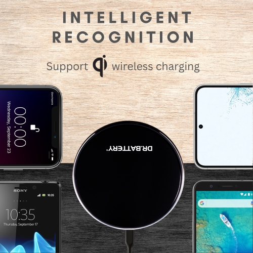 Dr. Battery Ultra Slim 15W Universal Wireless Fast Charging Pad with Cable for iPhone, Samsung Galaxy & More