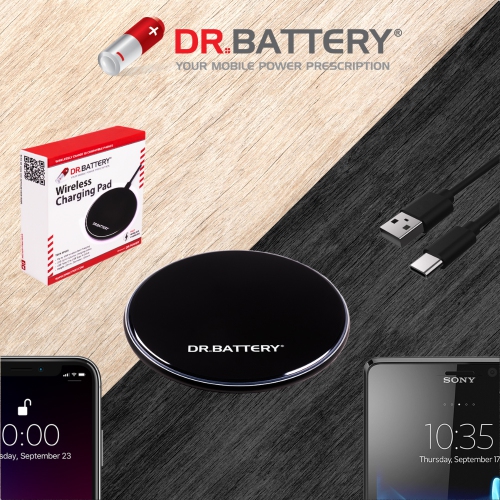 Dr. Battery Ultra Slim 15W Universal Wireless Fast Charging Pad with Cable for iPhone, Samsung Galaxy & More