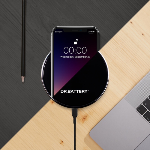 Dr. Battery Ultra Slim 15W Universal Wireless Fast Charging Pad with Cable for iPhone, Samsung Galaxy & More