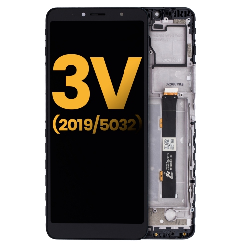 Remis à neuf – écran ACL de remplacement avec cadre compatible pour Alcatel 3&nbsp;V (5032 / 2019) (Noir élégant)