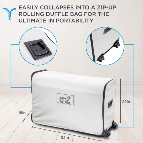 Ivation EZ-Bed Full Size Inflatable Mattress with Deflate Defender, Air Bed Frame and Rolling Case