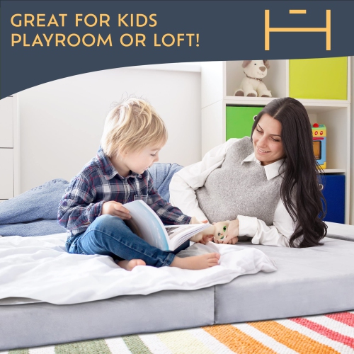 Canapé à trois volets Heyward 4.5 po + très grand matelas jumeau, lavable à la machine TG matelas jumeau 78 x 38 x 4.5 po