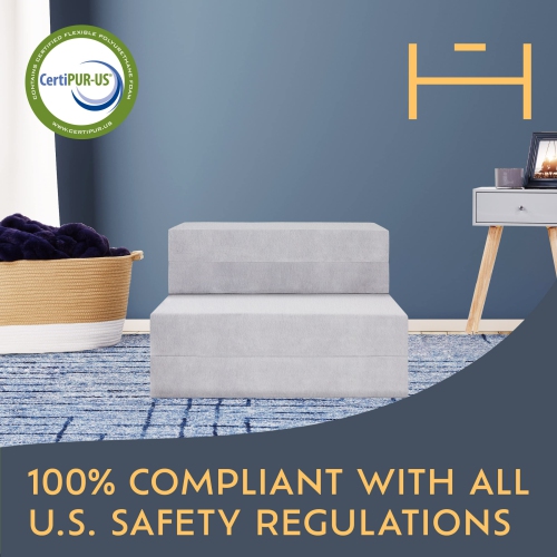 Canapé à trois volets Heyward 4.5 po + très grand matelas jumeau, lavable à la machine TG matelas jumeau 78 x 38 x 4.5 po