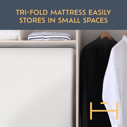 Heyward 4” Trifold Twin Mattress, Machine Washable Cover Memory Foam Mattress 75" x 38" x 4"