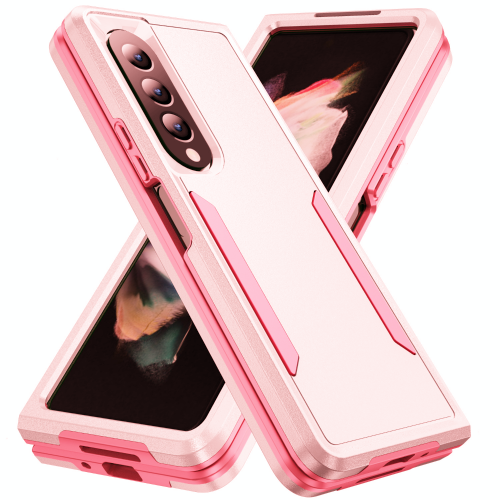 【CSmart】 Dual Layers Heavy Duty Rubber Armor Bumper Hard Case Cover for Samsung Galaxy Z Fold 4 5G, Pink