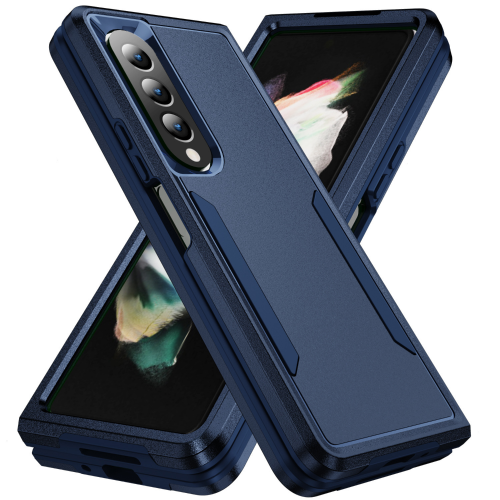 【CSmart】 Dual Layers Heavy Duty Rubber Armor Bumper Hard Case Cover for Samsung Galaxy Z Fold 4 5G, Navy