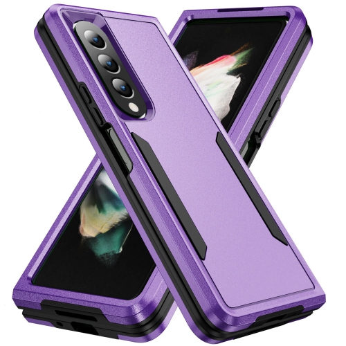 【CSmart】 Dual Layers Heavy Duty Rubber Armor Bumper Hard Case Cover for Samsung Galaxy Z Fold 4 5G, Purple