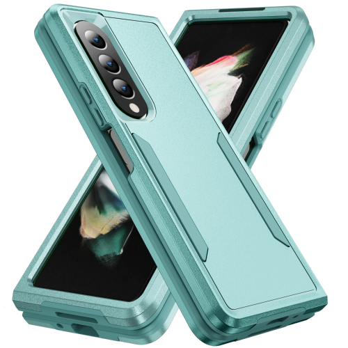 【CSmart】 Dual Layers Heavy Duty Rubber Armor Bumper Hard Case Cover for Samsung Galaxy Z Fold 4 5G, Teal