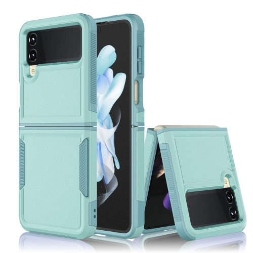 【CSmart】 Dual Layers Heavy Duty Rubber Armor Bumper Hard Case Cover for Samsung Galaxy Z Flip 4 5G, Teal