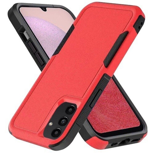 【CSmart】 Étui Coque rigide pour pare-chocs en caoutchouc résistant à deux couches pour Samsung Galaxy A14 5G, Rouge