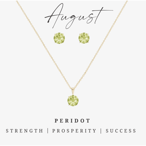 CALLURA  Goldtone August Peridot Birthstone Cz Earring & Necklace Set In Multicolor