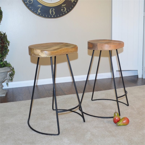 Pemberly Row Transitional Solid Wood 25" Counter Stool in Natural