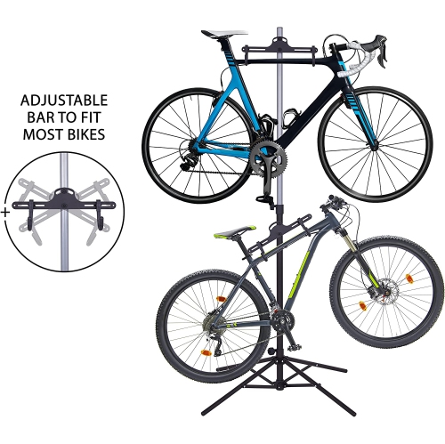 RaxGo – Support réglable à deux vélos, rangement de garage sur support vertical autoportant